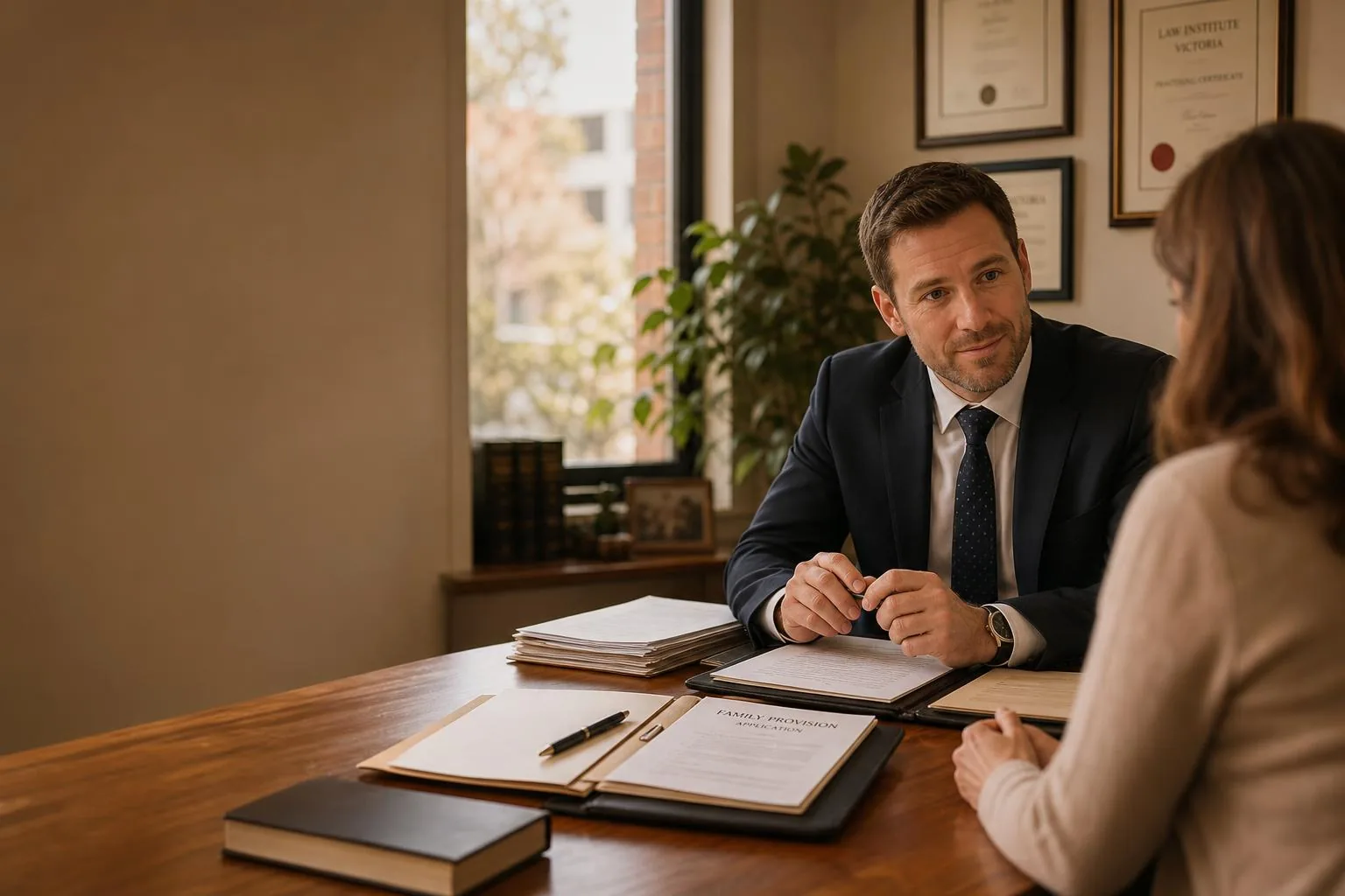Featured image for How Do Family Provision Claims Work in Victoria? - Capture a warm and inviting solicitors office in Melbou
