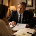Featured image for How to Handle a Will Contest in NSW - A serene setting in a warmlit solicitors office where an experienced