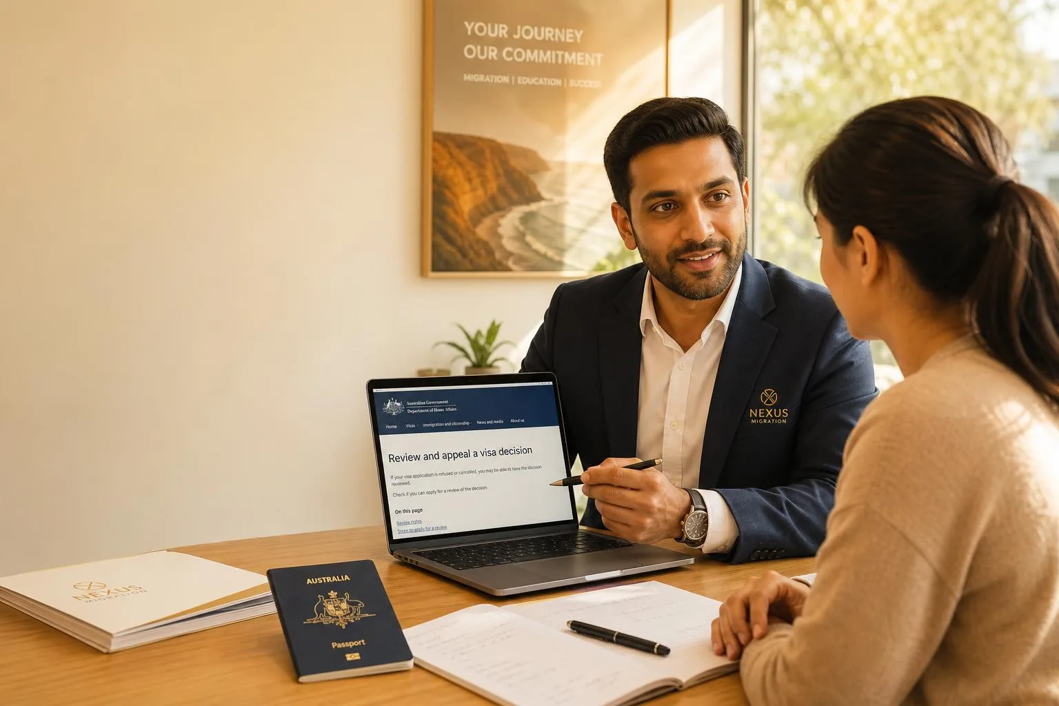 Featured image for How to Navigate Aat Refusal Appeals Today - Capture a modern Australian immigration consultancy office sce