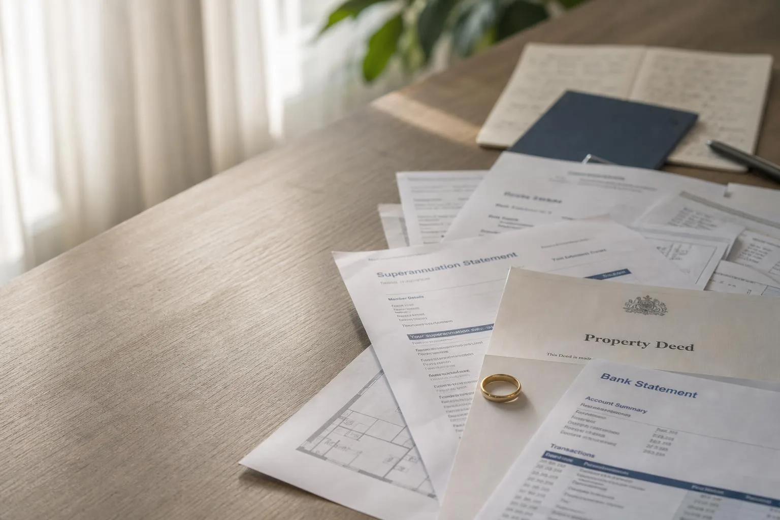 Featured image for Impacts of the Family Law Amendment ACT 2024 on Property Division - A closeup image of a table cluttered w