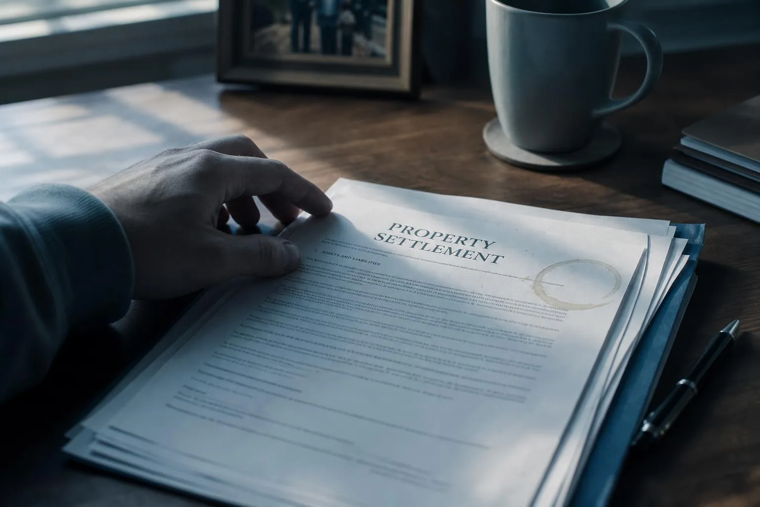 Featured image for Property Settlement Time Limits after Separation - A closeup shot captures a hand reaching for a stack of