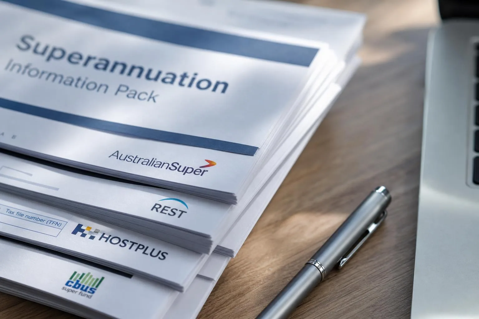 Featured image for Superannuation Splits: What You Need to Know in Australia - A closeup macro shot of a neatly arranged stac