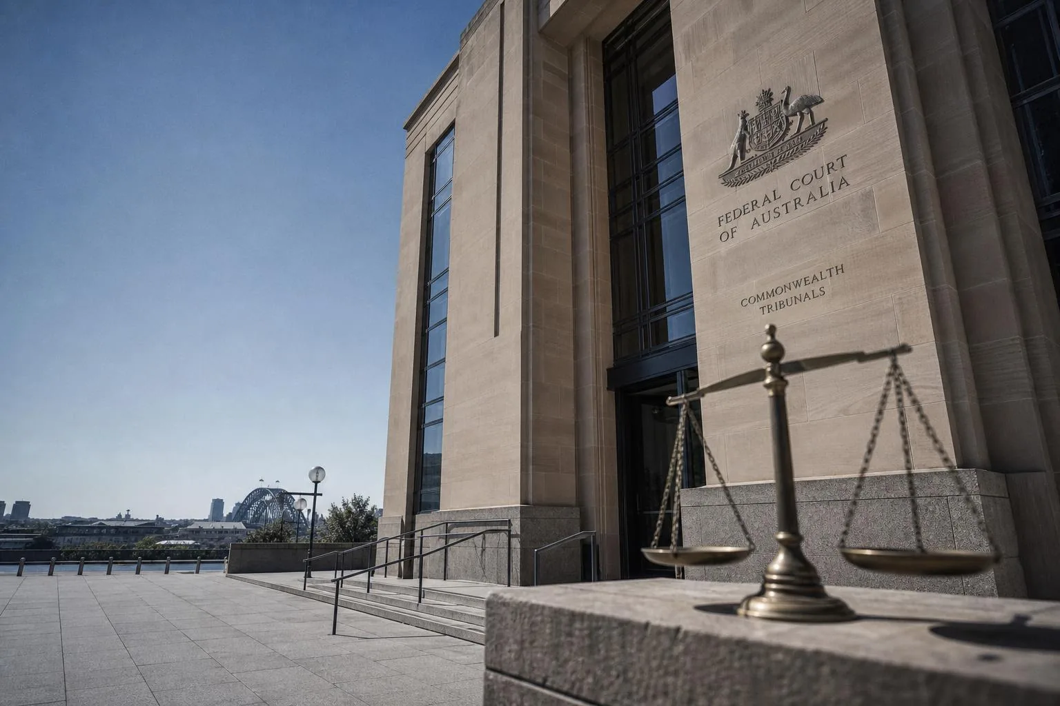 Featured image for What Are the Penalties for Fraud in Australia? - Capture a scene outside of an iconic Australian federal c