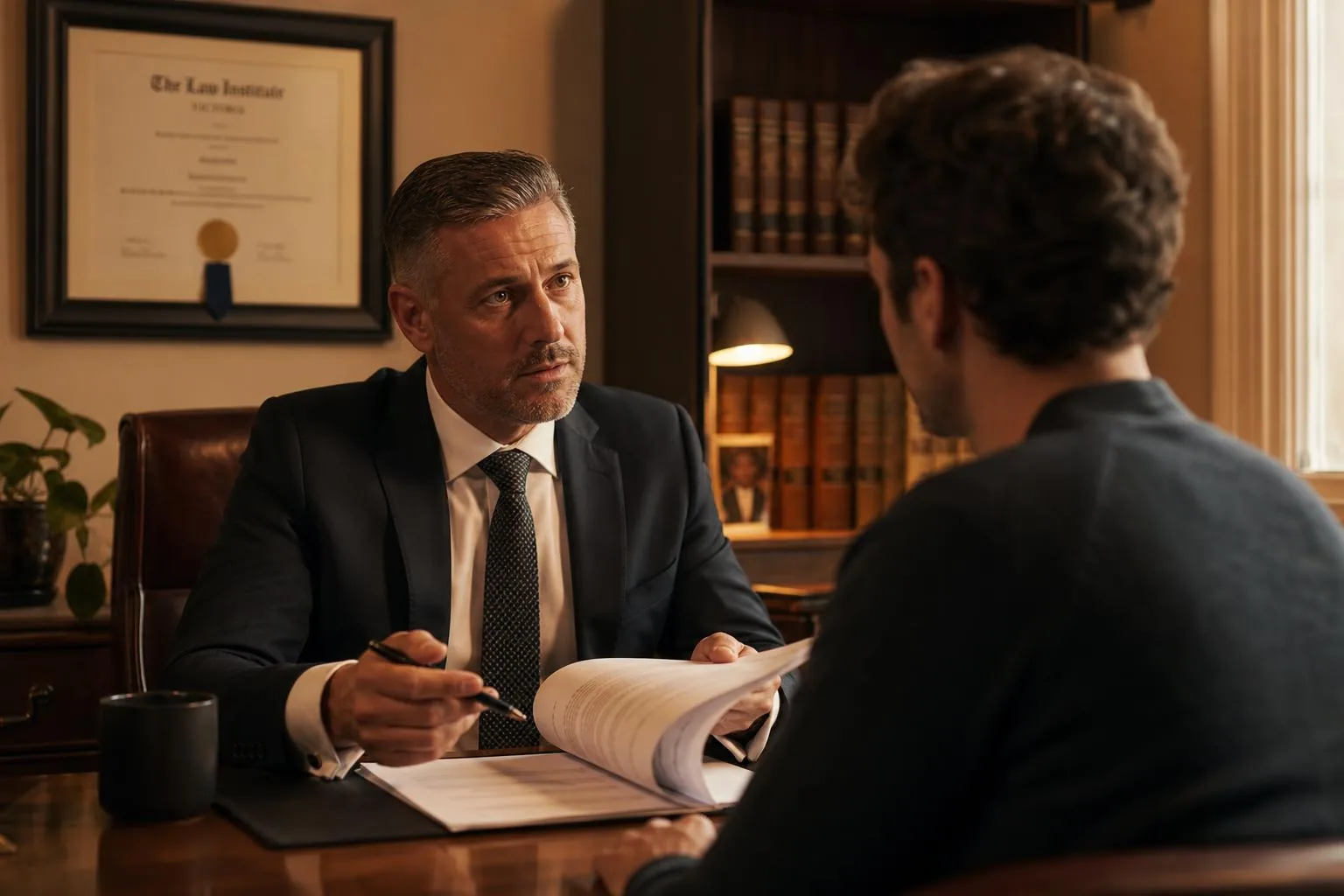 Featured image for What Happens if an Executor Fails Their Duties? - A warmly lit solicitors office with a family lawyer cons