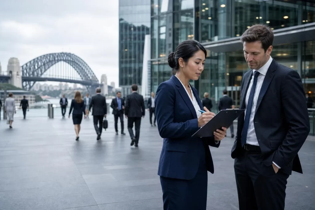 Featured image for How Are Franchise Agreements Regulated in Australia? - A busy central business district scene in Sydney wi