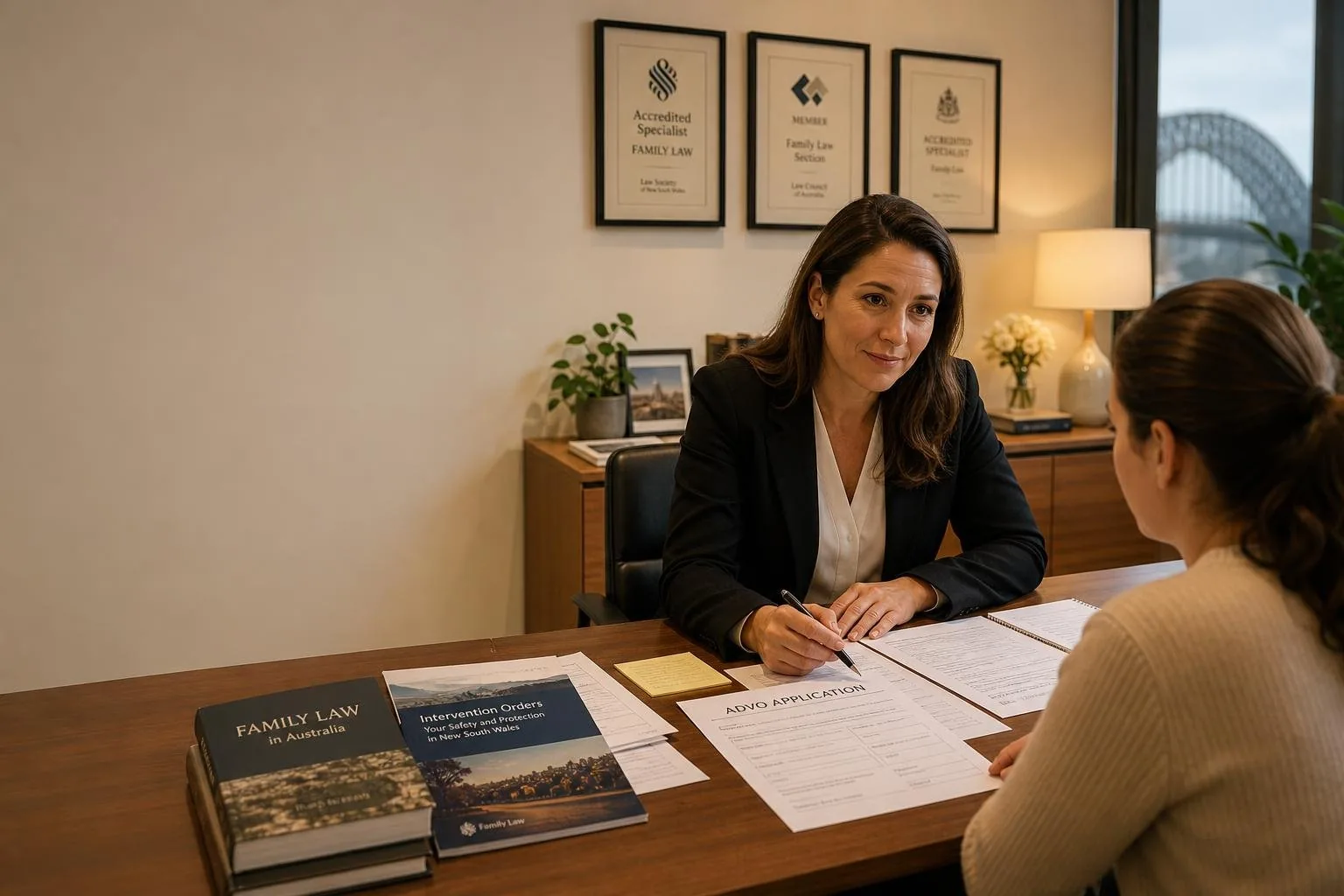 Featured image for How Are Intervention Orders Processed in NSW? - A warmlit scene inside a solicitors office in Sydney A com