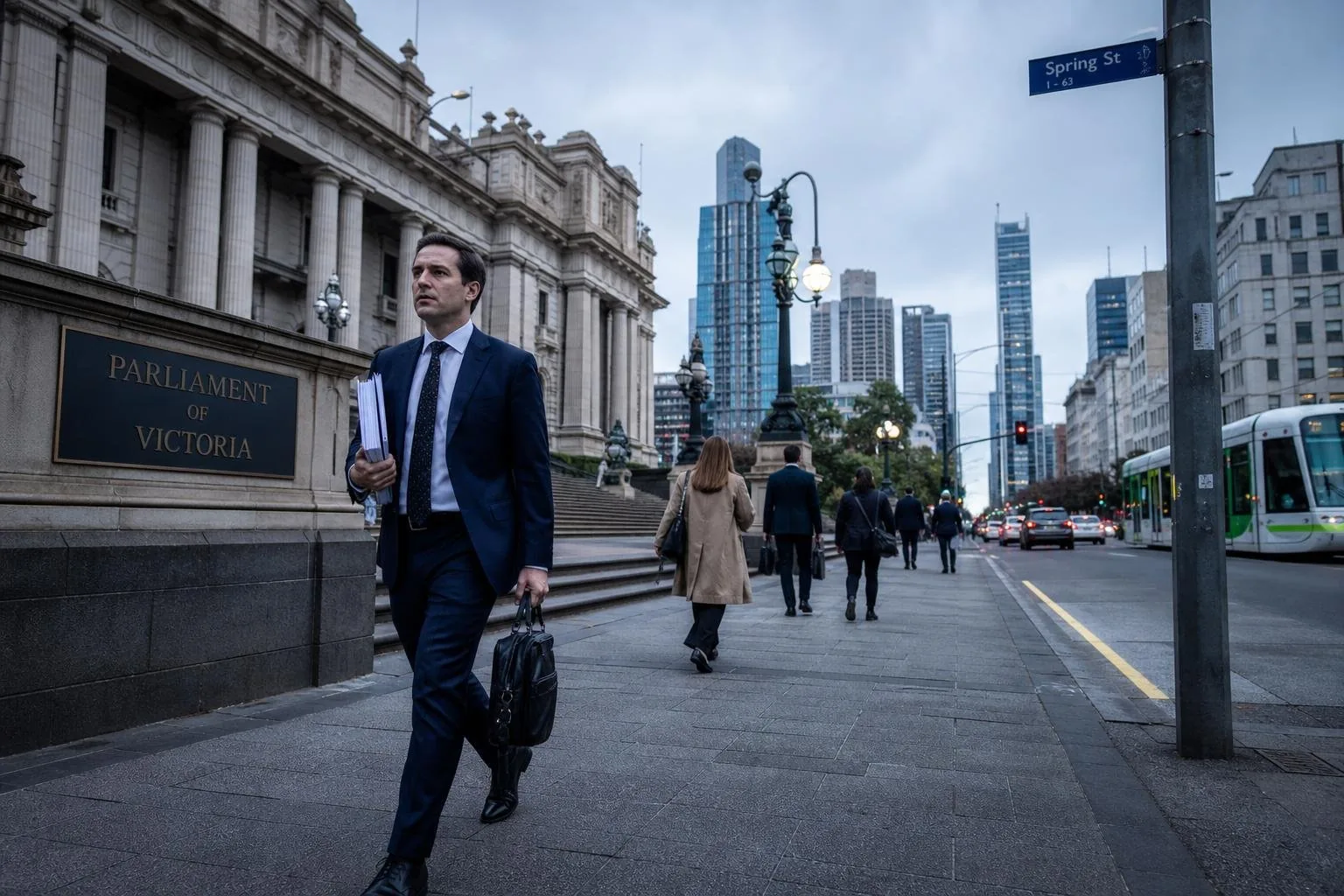 Featured image for How Do Demerit Points Affect Your Licence in VIC? - A bustling Melbourne street scene captured at eyelevel
