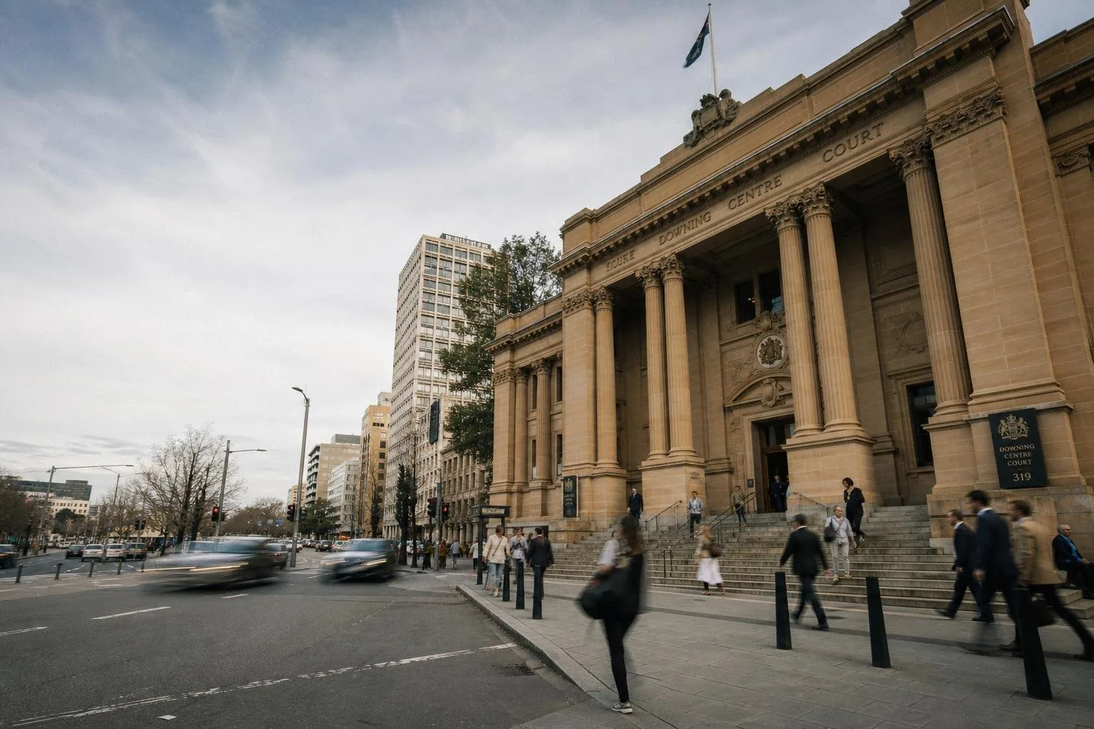 Featured image for How Does New Bail Reform Impact NSW Courts? - Capture an exterior shot of the Downing Centre Court in Sydn
