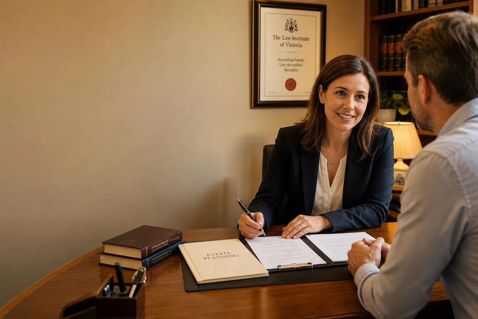 Featured image for How to Navigate Intestate Estates in Australia - Capture a scene in a warmlit solicitors office where an A
