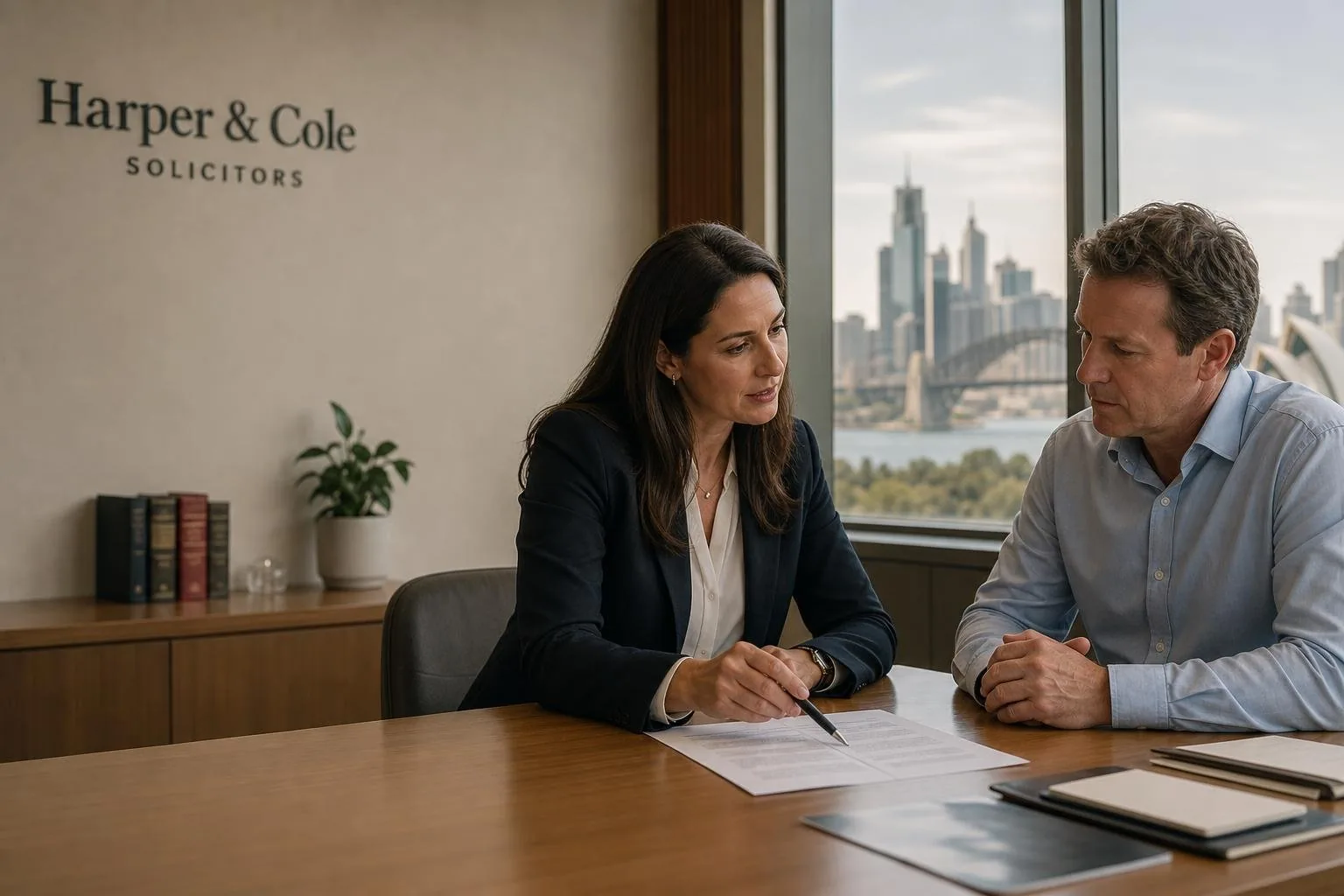 Featured image for What Are Australia's Unfair Dismissal Laws? - Capture a scene in a modern Australian solicitors office whe