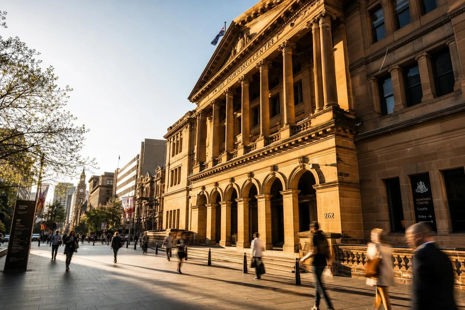 Featured image for What Are the Latest Sentencing Trends in NSW? - Capture an Australian courthouse exterior such as the Down