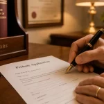 Featured image for When is Probate Required in WA? - Capture a closeup scene of a desk in a warmly lit solicitors office The